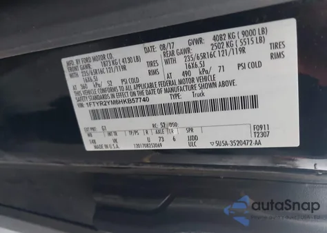 2017 Ford Transit-250 z USA, uszkodzony, nr VIN 1FTYR2YM6HKB57740